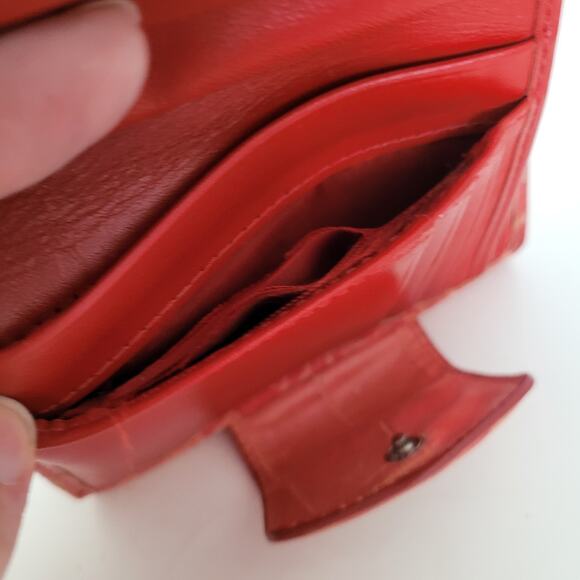 Coach Croc Wallet Medium Bifold Red Folding Leather Carriage Logo Folding - Picture 5 of 14